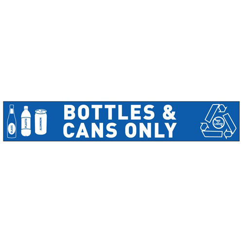 Bottles and Cans Only decal for ClearStream bins, 18x3 recycling label, 10 pack