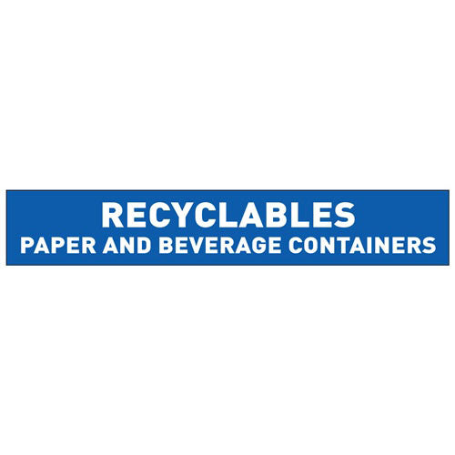 Recyclables Paper and Beverage Containers decal for ClearStream bins, 18x3 label, 10 pack