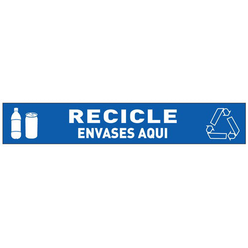 Recicle Envases Aquí Spanish recycling decal for ClearStream bins, 18x3 label, 10 pack