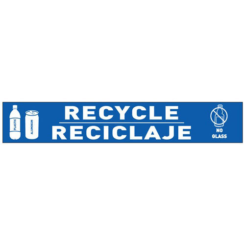 Recycle Reciclaje bilingual decal for ClearStream bins, 18x3 recycling label, 10 pack