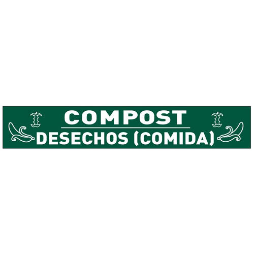 Compost Desechos Comida bilingual decal for ClearStream bins, 18x3 food waste label, 10 pack