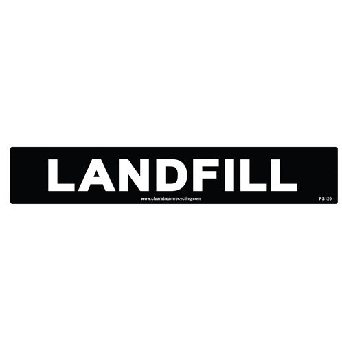 Landfill decal for ClearStream bins, 18x3 trash label, 10 pack
