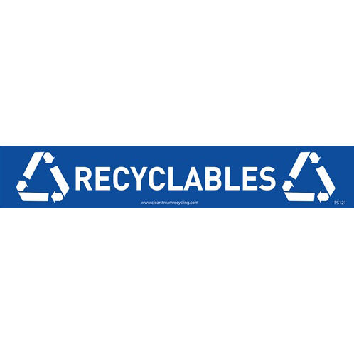 Recycling decal label for ClearStream bins, 18x3 Recyclables sticker, 10 pack