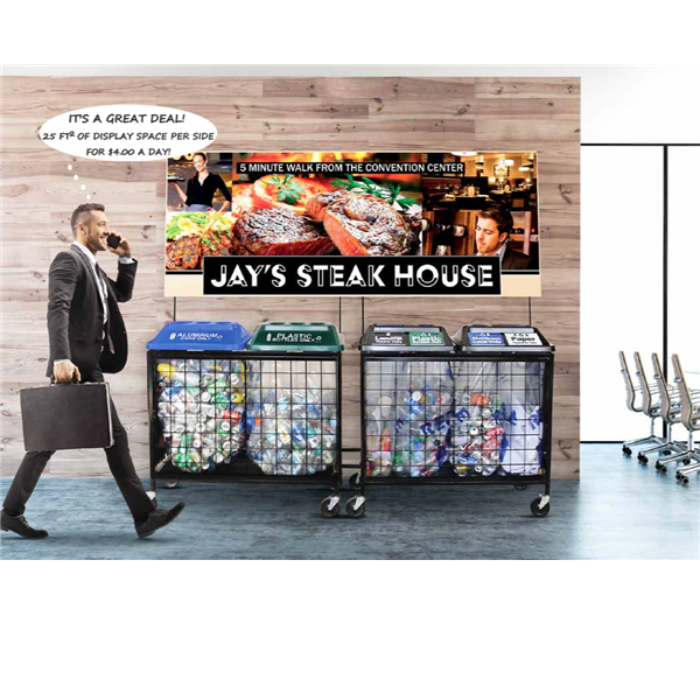 SortMax connected containers with double banner signage