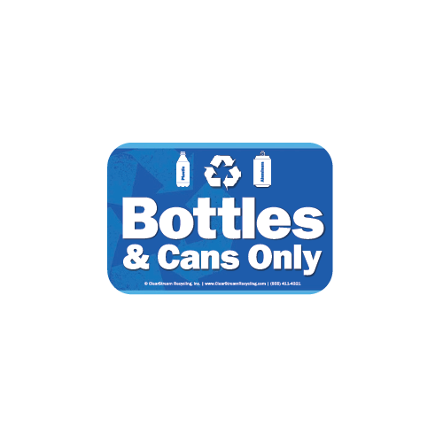 Bottles and Cans Only decal for DualStream bins and lids