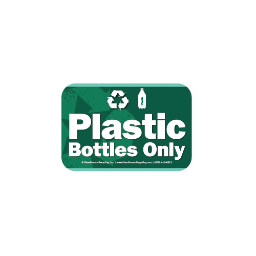 Plastic Bottles Only decal for DualStream bins and lids