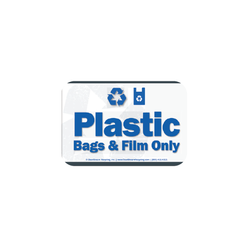 Plastic Film and Bags Only decal for DualStream recycling bin