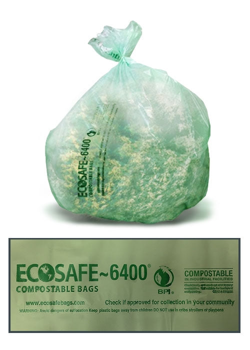 ClearStream Event Box compostable bag, green-tinted, no print, 55-gallon – case of 80 compost collection bags.