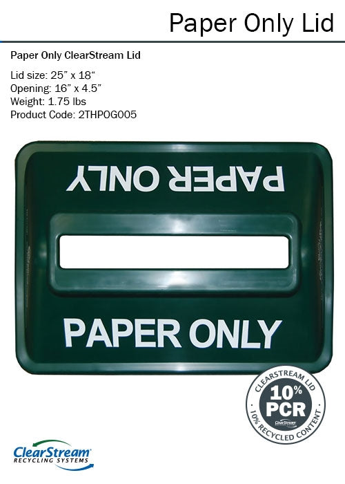 Close-up of PaperMax green lid labeled “Paper Only” for clean paper collection.