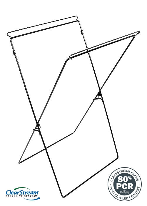 Wire-frame trash bag holder design for TrashMax® showing clear bag installation.