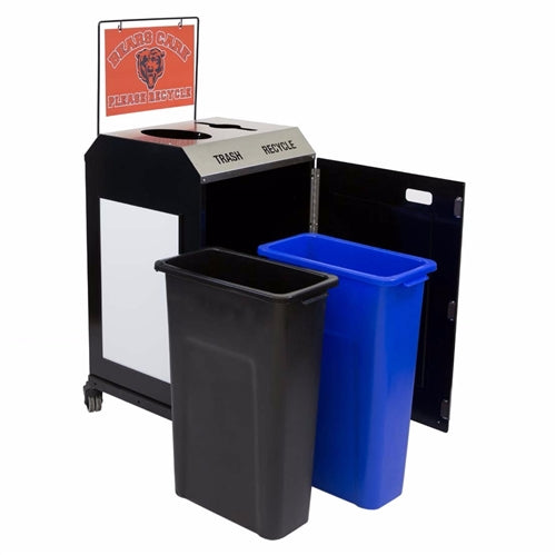 indoor mobile recycling cart with front access door