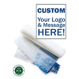 Custom‑printed clear recycling and waste bag, made from recycled plastic with organization logo